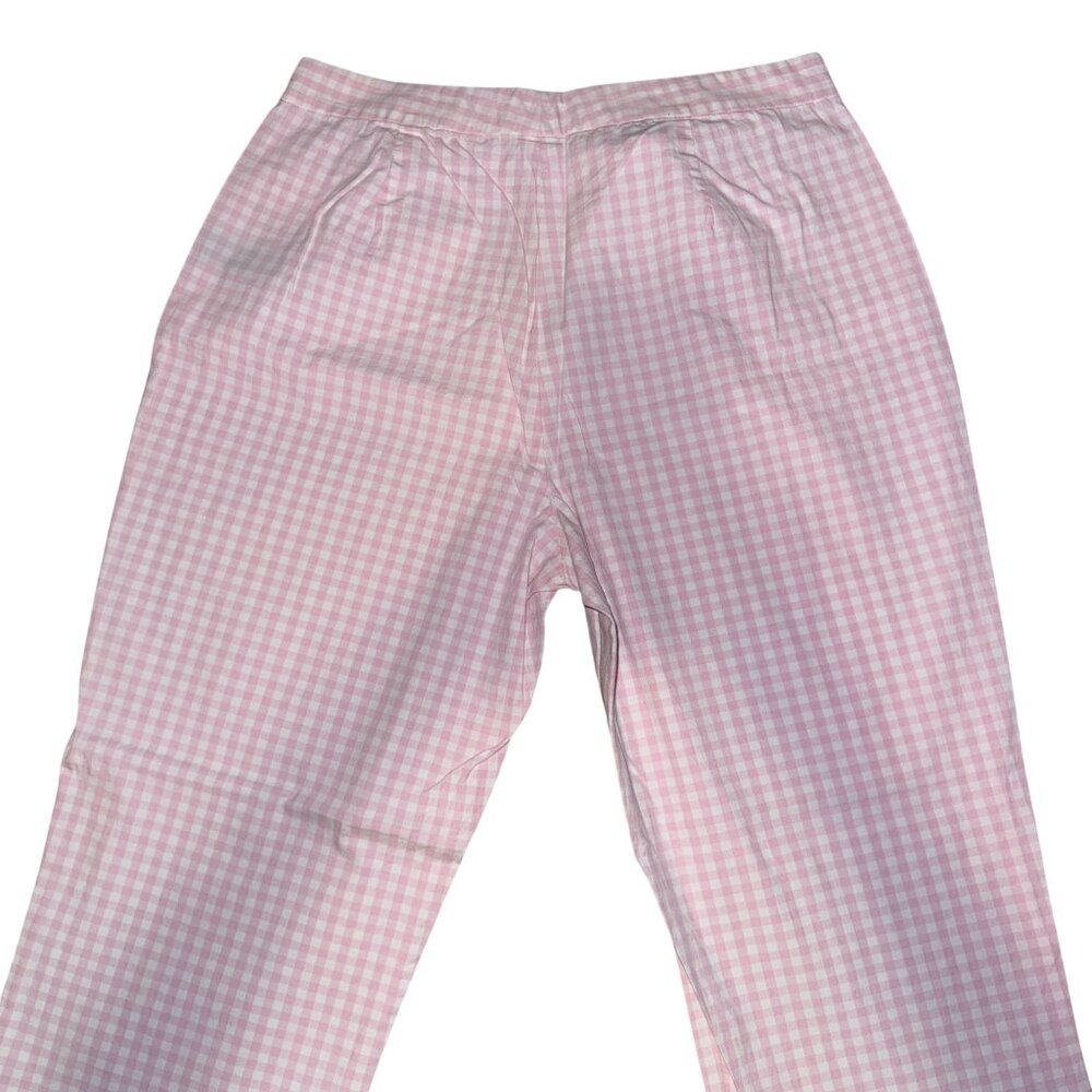 Lauren Ralph Lauren Straight Leg Pants Womens 10 Pink White Checkered Check - Picture 6 of 8
